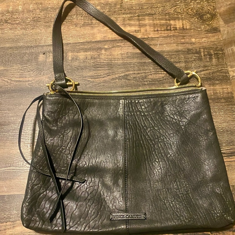 Vince Camuto soft black leather shoulder purse